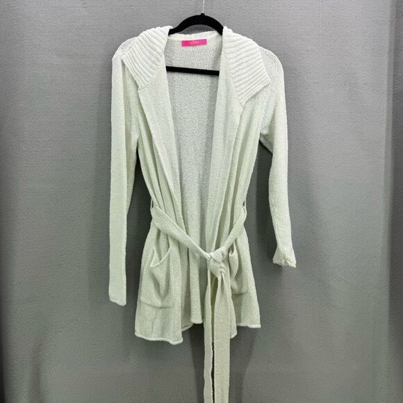 Lilly Pulitzer Womens Coconut Long Sleeve Open Front Tie Waist Cardigan Medium - Picture 3 of 10